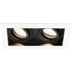 HOFTRONIC Durham - LED Einbaustrahler - Schwenkbar - 4 Watt 345 Lumen - 4000K neutralweiß - GU10 - Dimmbar - Viereckig - IP20 für Innenbereich - Weiß/Schwarz