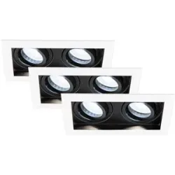HOFTRONIC 3er-Set Durham - LED Einbaustrahler - Schwenkbar - 4 Watt 345 Lumen - 6500K tageslichtweiß - GU10 - Dimmbar - Viereckig - IP20 für Innenbereich - Weiß/Schwarz