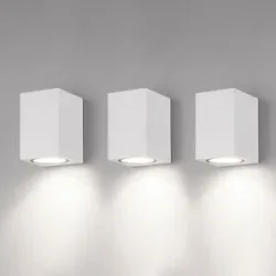 HOFTRONIC 3er Set Marion - LED Wandleuchten - 4 Watt 345 Lumen - 6500K Tageslichtweiß - GU10 - Dimmbar - IP64 Wasserdicht - Für innen und außen - Weiß