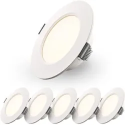 HOFTRONIC 6er Set Georgia LED Einbaustrahler Ultra Flach - Deckenspot weiß - Einbautiefe 25mm - 3W 300lm - Rund - 2700K warmweiß - 91 mm - IP20 für Innen