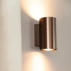 LUSENZ Giove bronzo - Zylindrische Wandleuchte mit gebürsteter Bronzebeschichtung - Up- und Downlight