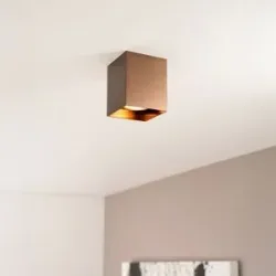 LUSENZ Astra bronzo - Würfelförmiger Aufbaustrahler im gebürsteten Bronze-Design mit Einzellichtquelle