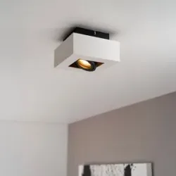 LUSENZ Pollux bianco I - Quadratische Deckenleuchte mit schwenkbarem Strahler