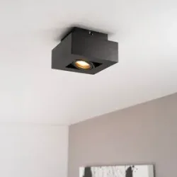 LUSENZ Pollux nero I - Quadratische Deckenleuchte mit schwenkbarem Strahler
