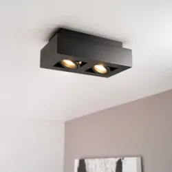 LUSENZ Pollux nero II - Rechteckige 2-flammige Deckenleuchte mit schwenkbaren Strahlern
