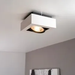 LUSENZ Castor bianco nero I - Quadratische Deckenleuchte mit schwenkbarem Strahler