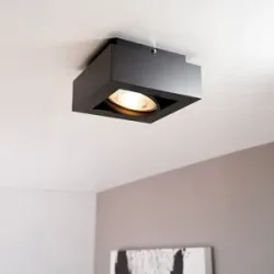LUSENZ Castor nero I - Quadratische Deckenleuchte mit schwenkbarem Strahler