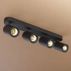HOFTRONIC Madona - LED-Deckenleuchte - 4 Spots - ohne GU10-Fassung - schwenkbar und drehbar - rechteckig - Aluminium