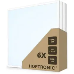 HOFTRONIC 6x LED-Panel - 62 x 62 cm - 36 Watt - 4320 lm (120 lm/W) - 6000K Tageslichtweiß - flimmerfrei - UGR22 - 50.000 Betriebsstunden - Mit Philips Certa Drive-Treiber