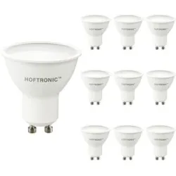 HOFTRONIC 10er-Set LED Lampe GU10 - 4,5 Watt - 400 Lumen - 2700 K warmweiß - 100° Abstrahlwinkel - Ersetzt 50 W - LED Reflektor - GU10-Fassung