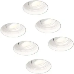 HOFTRONIC 6x Lugo LED Einbaustrahler Rahmenlos - Weiß - Dimmbar - 5 Watt 450 Lumen - 2700K Warmweißes Licht - Schwenkbar - IP65 - Für Innen & Außen