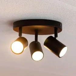 HOFTRONIC Lark - LED-Deckenleuchte - 3 Spots - GU10-Fassung - Schwenkbar & drehbar - Schwarz - Rund
