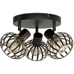 HOFTRONIC Petal - LED-Deckenleuchte - 3 Spots - Rund - E14-Fassung - Schwenkbar & drehbar - Schwarz
