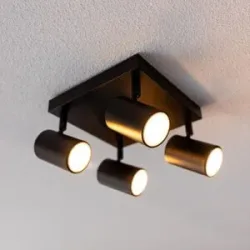 HOFTRONIC Lark - LED-Deckenleuchte - 4 Spots - GU10-Fassung - Schwenkbar & drehbar - Schwarz - Quadratisch
