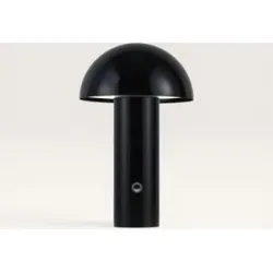 LUSENZ Noryn - Pilzlampe Schwarz 25 cm - Akku Tischleuchte - Dimmbar - Lampe für Kommode - USB-C - Skandinavisch - Metall - 3000K/4500K/6000K