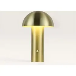 LUSENZ Noryn - Pilzlampe Gold 25 cm - Akku tischleuchte - Dimmbar - Lampe für kommode - USB-C - Skandinavisch - Metall - 3000K/4500K/6000K