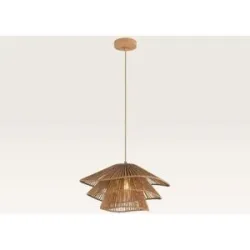 LUSENZ Pendelleuchte Avanta maronne tre - Braune Lampe aus geflochtenem Papierkabel - Ohne Leuchtmittel und für den Innenbereich - Dreilagig