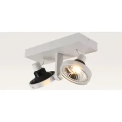 LUSENZ Deckenleuchte Telesto bianco II ? AR111-Fassung ? IP20 für den Innenbereich ? Weiß ? Aluminium ? Doppelspot