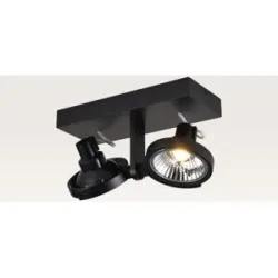 LUSENZ Deckenleuchte Telesto nero II ? AR111-Fassung ? IP20 für den Innenbereich ? Schwarz ? Aluminium ? Doppelspot