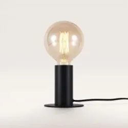 LUSENZ Albedo - Tischlampe Schwarz Metall 12 cm - Tischlampe wohnzimmer - Minimalistisch design - E27 Fassung - Mit Ein/Aus-Schalter
