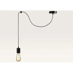 LUSENZ Pendelleuchte Lorena nero ? E27-Fassung ? Minimalistisches Design ? Licht, das zu schweben scheint ? IP20 für den Innenbereich
