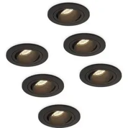 HOFTRONIC Set mit 6 Philadelphia LED-Einbaustrahler - Dimmbar - Inkl. GU10 - 4 Watt - 2700K - Schwarz - Schwenkbar - IP20 für Innenbereich - Rund