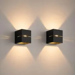 LUSENZ 2x Gemini nero - Würfelförmige Up-and-Down-Wandleuchte mit mattschwarzer Beschichtung