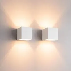 LUSENZ 2x Fornax bianco - Würfelförmige Up- und Down-Wandleuchte mit mattweißer Beschichtung