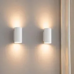 LUSENZ 2x Giove bianco - Zylindrische Wandleuchte mit mattweißer Beschichtung - Up- und Downlight