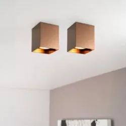 LUSENZ 2x Astra bronzo - Würfelförmiger Aufbaustrahler im gebürsteten Bronze-Design mit Einzellichtquelle