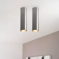LUSENZ 2x Canopus fero m - Zylindrischer Aufbaustrahler in gebürstetem Gunmetal-Grau
