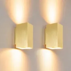 LUSENZ 2x Cometa oro - Rechteckige Wandleuchte mit gebürsteter Goldbeschichtung - Up- und Downlight