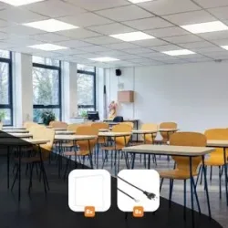 HOFTRONIC Set ?BrightStudy? ? Lichtbündel ? Unterricht ? Klassenzimmer ? 6 x 8 m ? 7 x 9 m ? 8 Paneele und 8 Netzkabel ? UGR