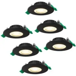 HOFTRONIC 6er Set Terni Dimmbarer LED-Einbaustrahler - 6 Watt 570 Lumen - CCT Lichtfarbe einstellbar 2700K/4000K/6000K - Geringe Einbautiefe 25mm - Rund - IP44 Badezimmer Einbaustrahler - Schwarz