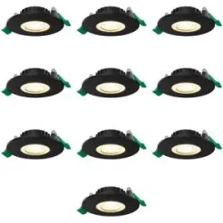 HOFTRONIC 10er Set Terni Dimmbarer LED-Einbaustrahler - 6 Watt 570 Lumen - CCT Lichtfarbe einstellbar 2700K/4000K/6000K - Geringe Einbautiefe 25mm - Rund - IP44 Badezimmer Einbaustrahler - Schwarz