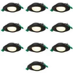 HOFTRONIC 10er Set Terni Dimmbarer LED-Einbaustrahler - 6 Watt 570 Lumen - Einstellbare CCT-Lichtfarbe 2700K/4000K/6000K - Geringe Einbautiefe 27mm - Rund - Kippbar - IP20 für Innen - Schwarz