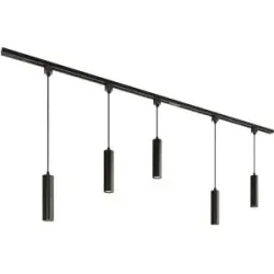 HOFTRONIC Taros LED Schienensysteme-Paket - Recht - 2x 1 m Schiene - 5 Pendelleuchte - Exkl. Lichtquelle - IP20 - Modular - 230 V