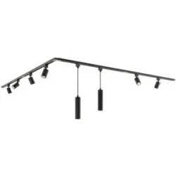 HOFTRONIC Taros LED Schienensysteme-Paket - L-Form - 4 x 1 m Schiene - 6 Schienenstrahler - 2 Pendelleuchte - ohne Lichtquelle - IP20 - modular - 230 V