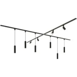 HOFTRONIC Taros LED Schienensysteme-Paket - X-Form - 4x 1,5 m Schiene - 4 Schienenstrahler - 6 Pendelleuchte - ohne Lichtquelle - IP20 - modular - 230 V