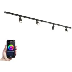 HOFTRONIC Taros LED Schienensysteme-Paket - Recht - 2x 1 m Schiene - 4 Schienenstrahler - Inkl. RGBWW GU10 - IP20 - Modular - 230V