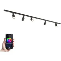 HOFTRONIC Taros LED Schienensysteme-Paket - Recht - 2x 1 m Schiene - 5 Schienenstrahler - Inkl. RGBWW GU10 - IP20 - modular - 230 V