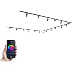 HOFTRONIC Taros LED Schienensysteme-Paket - U-Form - 6 x 1,5 m Schiene - 18 Schienenstrahler - Inkl. RGBWW GU10 - IP20 - modular - 230 V