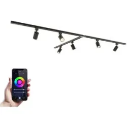 HOFTRONIC Taros LED Schienensysteme-Paket - T-Form - 3 x 1 m Schiene - 6 Schienenstrahler - Inkl. RGBWW GU10 - IP20 - modular - 230 V