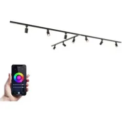 HOFTRONIC Taros LED Schienensysteme-Paket - T-Form - 3x 1,5 m Schiene - 9 Schienenstrahler - Inkl. RGBWW GU10 - IP20 - modular - 230 V