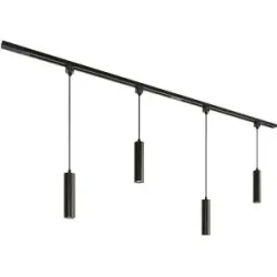 HOFTRONIC Taros LED Schienensysteme-Paket - Recht - 2x 1 m Schiene - 4 Pendelleuchte - Inkl. 2700K GU10 - IP20 - Modular - 230 V