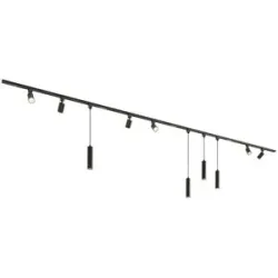 HOFTRONIC Taros LED Schienensysteme-Paket - Recht - 4x 1 m Schiene - 6 Schienenstrahler - 4 Pendelleuchte - Inkl. 2700K GU10 - IP20 - Modular - 230V