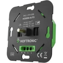HOFTRONIC Universeller LED-Drehdimmer ? 0,5?300 W ? Automatische Phasenerkennung ? Wechselschaltung ? Einstellbare Dimmbarkeit