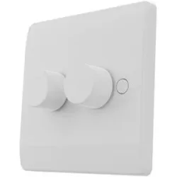 HOFTRONIC UK LED-Dimmer mit Drehknopf - 3-160 W - Phasenanschnitt- und abschnitt - Für britische Wandboxen ? Einschließlich Abdeckmaterial - Wechselschaltung (Two-Way-2-Gang)
