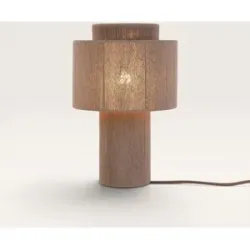 LUSENZ Nevada - Skandinavische Tischlampe Leinen Taupe 40 cm - Nachttischlampe - E27 Fassung - Mit ein/Aus-Schalter