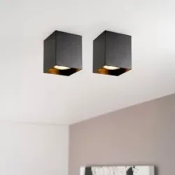 LUSENZ 2x Astra nero - Würfelförmiger Aufbaustrahler in komplett mattschwarzem Design mit Einzellichtquelle